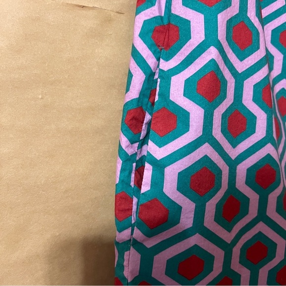 Weekend MaxMara Curvato Geometric Print Ruffle Shirt Dress Button Front Size 10 - Picture 10 of 13